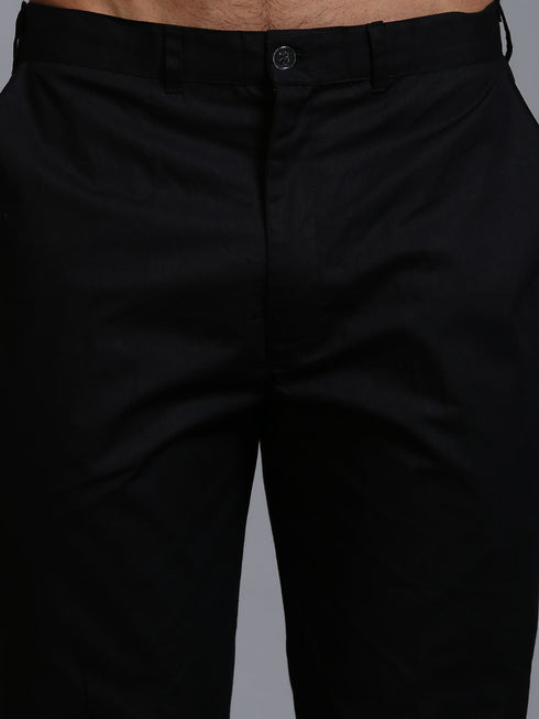 Vastramay Men's Black Cotton Kurta with Pant Set